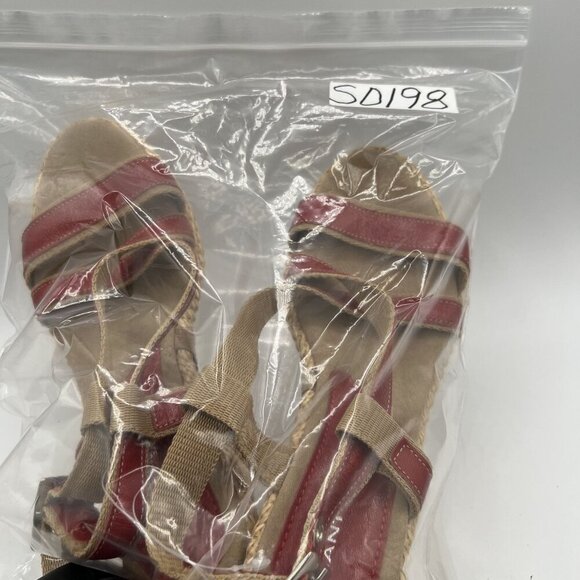 Gant Womens 8 Red Leather Espadrille Wedge Sandals Strappy Slingback Coachella - Picture 11 of 11